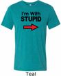 I'm With Stupid Black Print Mens Tri Blend Crewneck Shirt