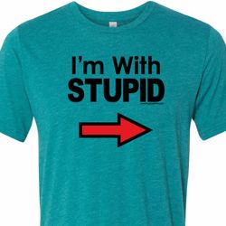 I'm With Stupid Black Print Mens Tri Blend Crewneck Shirt I'm With Stupid Black Print Mens Tri Blend Crewneck Shirt