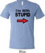I'm With Stupid Black Print Mens Tri Blend V-neck Shirt