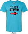 I'm With Stupid Black Print Mens Tri Blend V-neck Shirt