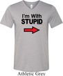 I'm With Stupid Black Print Mens Tri Blend V-neck Shirt