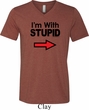 I'm With Stupid Black Print Mens Tri Blend V-neck Shirt