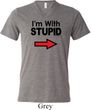 I'm With Stupid Black Print Mens Tri Blend V-neck Shirt