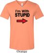 I'm With Stupid Black Print Mens Tri Blend V-neck Shirt