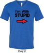 I'm With Stupid Black Print Mens Tri Blend V-neck Shirt