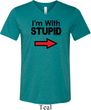 I'm With Stupid Black Print Mens Tri Blend V-neck Shirt