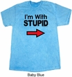 I'm With Stupid Black Print Mineral Tie Dye Shirt