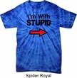 I'm With Stupid Black Print Spider Tie Dye Shirt