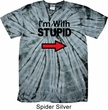 I'm With Stupid Black Print Spider Tie Dye Shirt