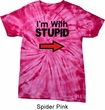 I'm With Stupid Black Print Spider Tie Dye Shirt