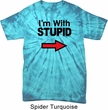 I'm With Stupid Black Print Spider Tie Dye Shirt
