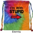 I'm With Stupid Black Print Tie Dye Bag
