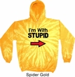 I'm With Stupid Black Print Tie Dye Hoodie