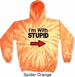 I'm With Stupid Black Print Tie Dye Hoodie