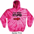 I'm With Stupid Black Print Tie Dye Hoodie