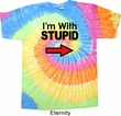 I'm With Stupid Black Print Tie Dye Shirt