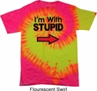 I'm With Stupid Black Print Tie Dye Shirt