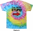I'm With Stupid Black Print Tie Dye Shirt