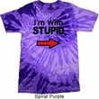 I'm With Stupid Black Print Tie Dye Shirt