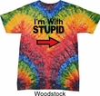 I'm With Stupid Black Print Tie Dye Shirt