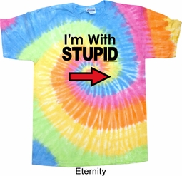 I'm With Stupid Black Print Tie Dye Shirt I'm With Stupid Black Print Tie Dye Shirt