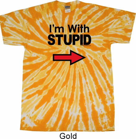 I'm With Stupid Black Print Twist Tie Dye Shirt