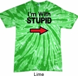 I'm With Stupid Black Print Twist Tie Dye Shirt