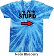I'm With Stupid Black Print Twist Tie Dye Shirt