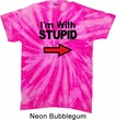 I'm With Stupid Black Print Twist Tie Dye Shirt