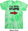 I'm With Stupid Black Print Twist Tie Dye Shirt