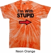 I'm With Stupid Black Print Twist Tie Dye Shirt
