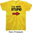 I'm With Stupid Black Print Twist Tie Dye Shirt