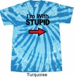 I'm With Stupid Black Print Twist Tie Dye Shirt