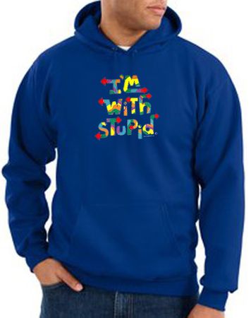I'm With Stupid Hoodie Sweatshirt - Funny Two Ways Adult Royal Hoody