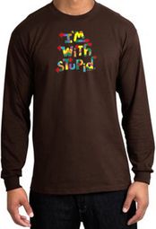 I'm With Stupid Long Sleeve Shirt - Funny Two Ways Adult Brown T-Shirt I'm With Stupid Long Sleeve Shirt - Funny Two Ways Adult Brown T-Shirt