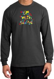 I'm With Stupid Long Sleeve Shirt - Funny Two Ways Charcoal T-Shirt I'm With Stupid Long Sleeve Shirt - Funny Two Ways Charcoal T-Shirt