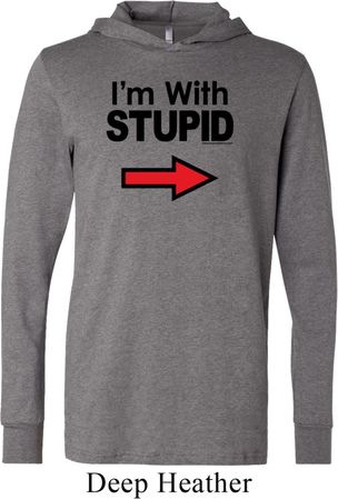 I'm With Stupid Black Print Mens Lightweight Hoodie Tee