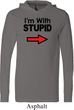 I'm With Stupid Black Print Mens Lightweight Hoodie Tee