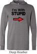 I'm With Stupid Black Print Mens Lightweight Hoodie Tee
