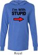 I'm With Stupid Black Print Mens Lightweight Hoodie Tee