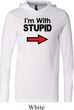 I'm With Stupid Black Print Mens Lightweight Hoodie Tee