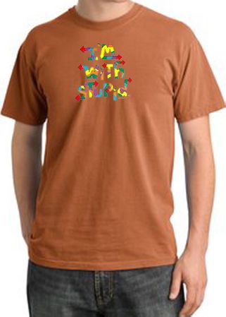 I'm With Stupid Pigment Dyed T-Shirt - Funny Two Ways Burnt Orange Tee
