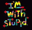 I'm With Stupid Pigment Dyed T-Shirt - Funny Two Ways Plum Tee