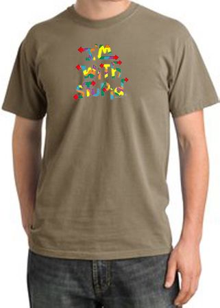 I'm With Stupid Pigment Dyed T-Shirt - Funny Two Ways Sandstone Tee