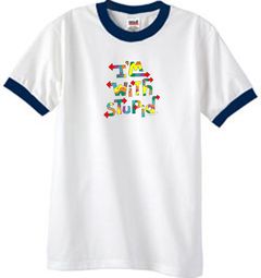 I'm With Stupid Ringer T-Shirt - Funny Two Ways Adult White/Navy Tee I'm With Stupid Ringer T-Shirt - Funny Two Ways Adult White/Navy Tee