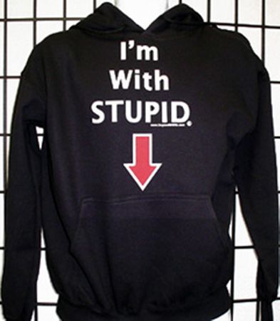 I'm With Stupid Sweatshirt - Pointing Down Hoodie Sweatshirt