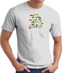 I'm With Stupid T-Shirt - Funny Two Ways Adult Ash Tee Shirt I'm With Stupid T-Shirt - Funny Two Ways Adult Ash Tee Shirt