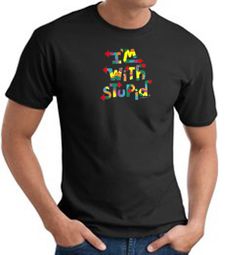 I'm With Stupid T-Shirt - Funny Two Ways Adult Black Tee Shirt I'm With Stupid T-Shirt - Funny Two Ways Adult Black Tee Shirt