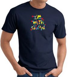 I'm With Stupid T-Shirt - Funny Two Ways Adult Navy Tee Shirt I'm With Stupid T-Shirt - Funny Two Ways Adult Navy Tee Shirt