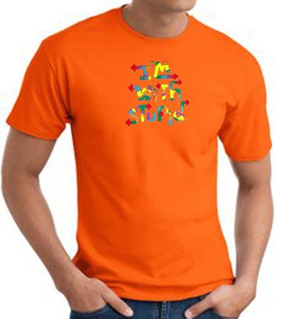 I'm With Stupid T-Shirt - Funny Two Ways Adult Orange Tee Shirt